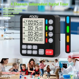 Digital Dual Kitchen Timer, 4-Channel Magnetic Countdown Timer for Cooking
