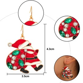 Miaija Santa Claus Earrings with Backpack Novelty Christmas Jewellery Cute Hook Drop Christmas Gift Holiday Party Accessories for Women Girls