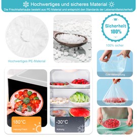 Pack of 350 Food Storage Bags with Elastic Band, Plastic, Stretchable Food Storage Bags, Food Cover, Food Cover for Food, Bowls, Leftovers Fruit