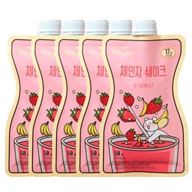 Change Fit Shake [체인지핏], On-The-Go Protein Shake Pouch and Meal Replacement, Rich in Vitamins and Minerals, and Delicious Flavors, Made In Korea - 50g/Pouch (5 Pack of Strawberry & Banana)