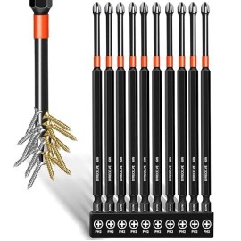 NoBrand 10-Pack Bits #2 Impact, 6-Inch Long Magnetic Head Drill - 6'' Ph2 10-pcs