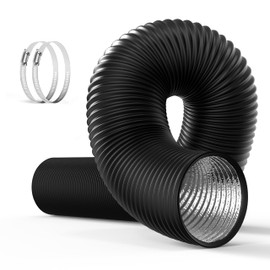 Simple Deluxe 3 Inch Flexible Air Aluminum Ducting, 16-Feet Long Vent Hose for HVAC Ventilation and Exhaust, 2 Clamps, Black