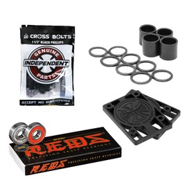 INDEPENDENT Bones Reds Skateboard Bearings with 1/4" Risers and 1.5" Phillips Mounting Hardware