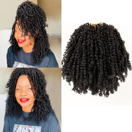 IIFLYDSFA Pre Looped Yanky Twist Crochet Hair 8 Inch 8 Packs 1B# Natural Black Fluffy Spring Mini Twist Passion Twist Bohemian Synthetic Crochet Braiding Hair