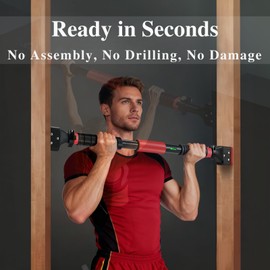 Pull Up Bar for Doorway, Adjustable Chin Up Bar with Smart Lock Mechanism, No Screws Strength Training Equipment for Home Gym Upper Body Workout, Fits Most Door Frames 28.5"- 37"