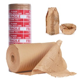 Honeycomb Packing Paper Wrap 12"x400' Recycled Cushion Wrapping Roll Eco Friendly Shipping Moving Wrap Biodegradable Packaging Suppliers with 20 Fragile Sticker Labels