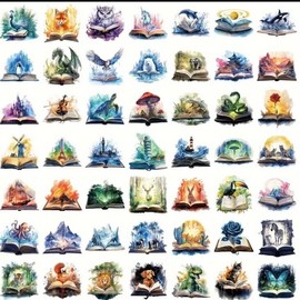 Unbranded 10pcs Watercolor Book Lovers  Stickers- Scrapbook, Journal, DIY Crafts & Cards