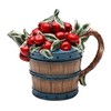 CG 10181 Red Cherries Overflowing in Wooden Barrel Teapot Collectible
