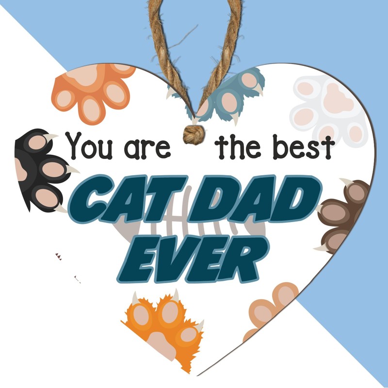 Best Cat Dad Ever - Heartwarming & Colourful Wooden Heart