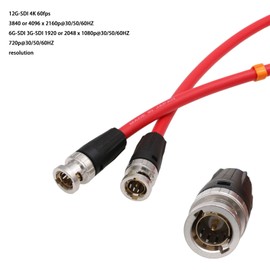 HangTon HT 4K 60p 12G BNC SDI Video Coaxial Cable for Atomos Ninja Shogun Monitor Camera Canare LV-61S 75 Ohm Highly Flexible Video Cable 1 m Red