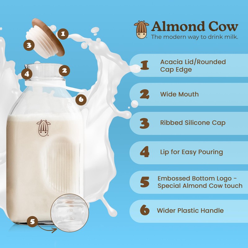 Almond Cow - Glass Pitcher with Lid and Spout, Glass