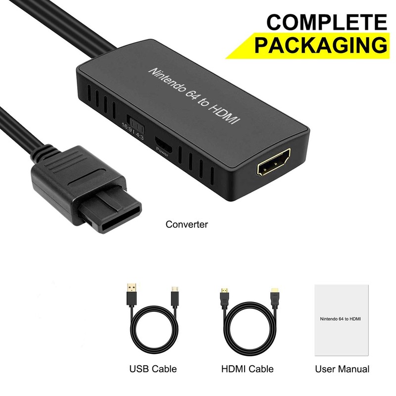 ZUZONG Cable HDMI para N64, compatible con conversión 16:9/4:3, convertidor