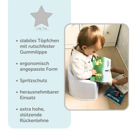Topfstuhl Little Star rutschsicheres Baby & Kinder Töpfchen - der zauberhafte Töpfchen-Trainer mit Spritzschutz, Sternaufkleber, herausnehmbaren Einsatz & hoher Rückenlehne für optimalen Komfort