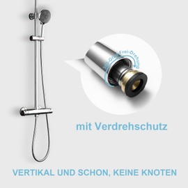 OFFO Shower Hose 2 m with Twist Protection, Stainless Steel Replacement High Pressure Shower Pipe Kink Protection Shower Hose for Bathroom Fittings Chrome