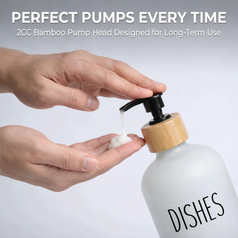 Kitchen Dish Soap Dispenser Set with Sponge Holder, 12OZ Glass