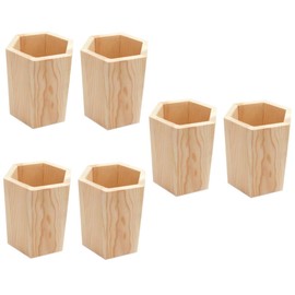 STOBOK Pack of 6 Pine Wood Pen Holder Stationery Container Table Top Succulent Flower Pot Beautiful Holder Gift Pen Stand for Desk Mini Pencils