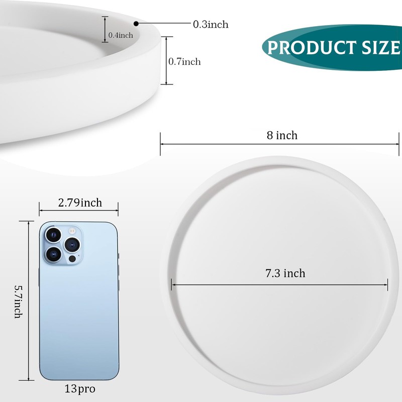 Silicone Bathroom Tray Round Vanity Tray Decorative Soap Holder Kitchen