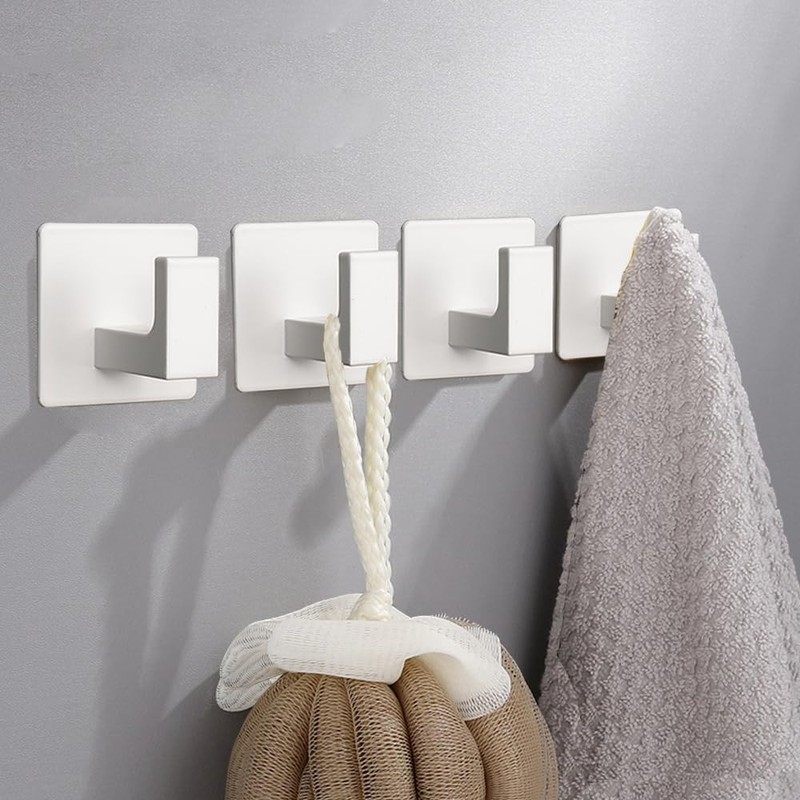 Vanloory Bath Towel Hooks, 6 Pack Self Adhesive Square Coat