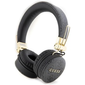 CG MOBILE Guess Wireless 4G PU Leather Headphones with Metal Logo Black