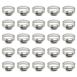 ZIPCCI Hose Clamp, 1 Inch Stainless Steel Worm Gear fuel line hose clamps, 19-29mm (25pack)
