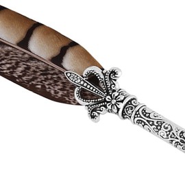 Vintage Feather Pen Set, Calligraphy Nib Set with 5 Replacement Nibs, Pen Holder and Gift Box