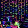 126feet UV Paper Neon Garland Hollowed Star Neon Streamers Black