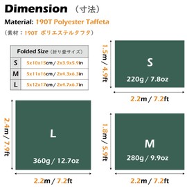 TRIWONDER Tent Tarp Waterproof Camping Tarp Tent Footprint Hammock Rain Fly Beach Mat Picnic Blanket Ground Sheet for Outdoor Hiking Backpacking (Green, M - 5.9 x 7.2 ft)