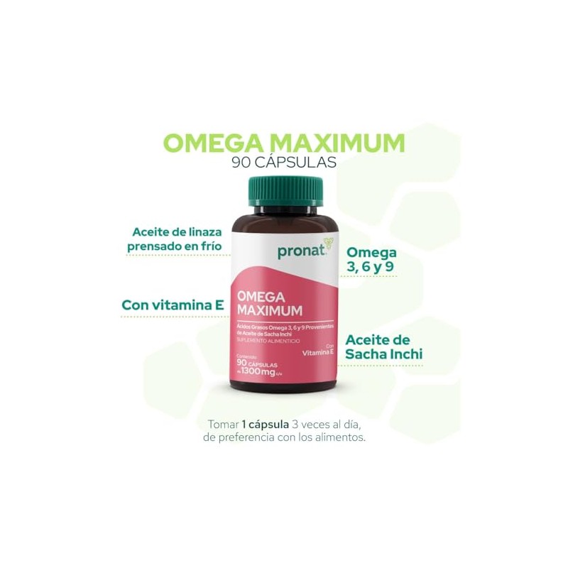 PRONAT | Omega Maximum, Suplemento Alimenticio, 90 Cápsulas con Omega