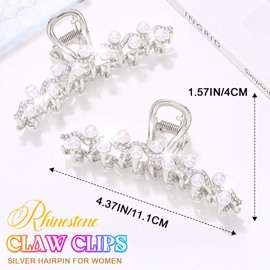 Pearl Claw Clips Fancy Hair Clips Silver Hair Accessories for Women