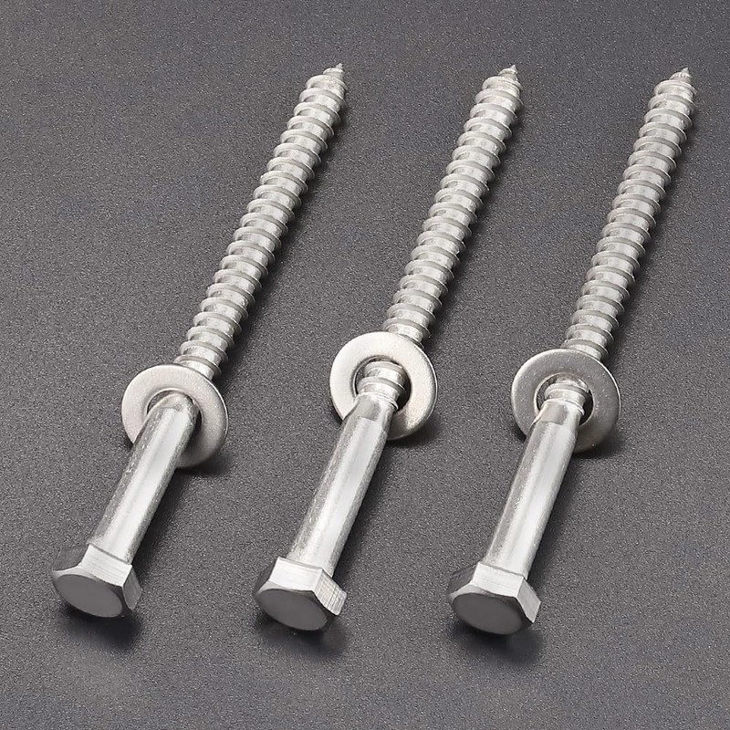 8-Sets 3/8 x 5 Hex Head Lag Screws & Flat