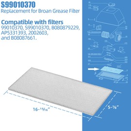 Range Hood Filter Replacement for Broan S99010370 - Replaces AP5950107, 99010370, 2002603, B08087661, B08087922, SB08087661 Aluminum Grease Filter