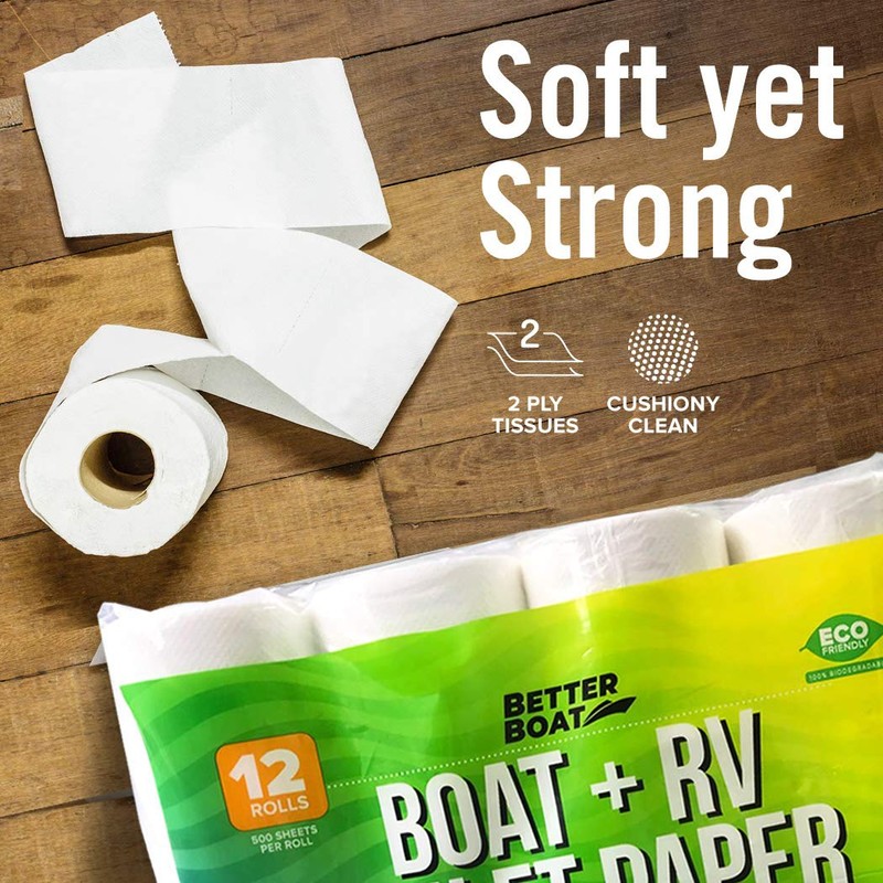 Boat and RV Toilet Paper, Septic Safe Quick Dissolving Tissue,
