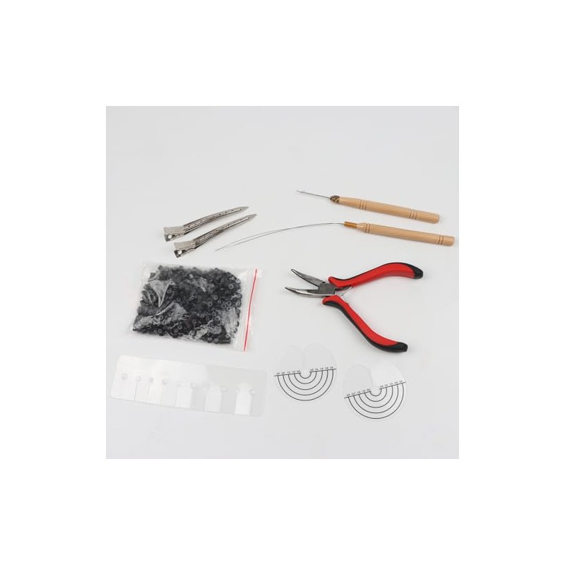 Hair Extension Tools Kit, 500Pcs 5mm Hair Extension Beads, Pliers