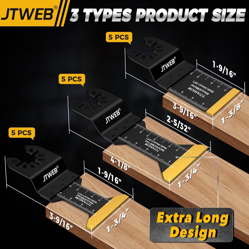 JTWEB 15PCS Titanium Oscillating Saw Blades, Multitool Blades Oscillating Tool