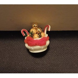 Vintage Dollhouse Miniature Decorated Christmas Centerpiece - NOS