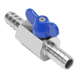 DERNORD 1/2" Hose Barb Ball Valve SS304 Mini Shut Off Ball Valve for Water Gas Fuel Drip Irrigation and Aquariums (Pack of 1)