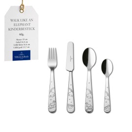 Villeroy & Boch – Boho kids Walk like an elephant Kinderbesteck, 4tlg., Besteck Set für Kinder (Gabel, Messer, Esslöffel, Teelöffel), Edelstahl, spülmaschinenfest