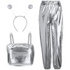 Alien Costume Women's Metallic Bra with Removable Shoulder Strap Silver