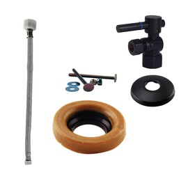 Westbrass D1613TBL-62 IPS 1/2" Lever Handle Angle Stop Toilet Installation Kit with Steel Supply Line, Wax Ring and Flange, 1-Pack, Matte Black