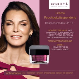 Atashi Antioxidant | Regenerating Moisturising Day Cream SPF 15 | Protected, Soft, Moisturised and Elastic Skin | Hyaluronic Acid, Vitamins C, E and CoQ10