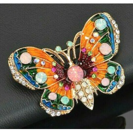 Unbranded Gorgeous Charming BUTTERFLY Vibrant Colorful RAINBOW Enamel Rhinestone Brooch