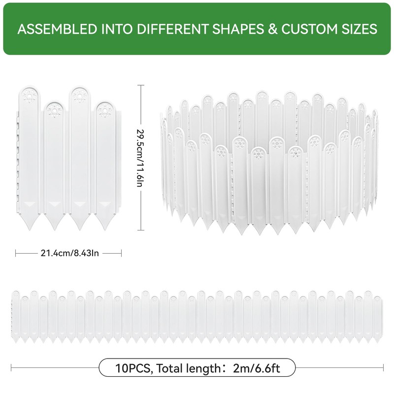 10 Pcs Garden Edging Border for Landscaping: Plastic Interlocking Decorative