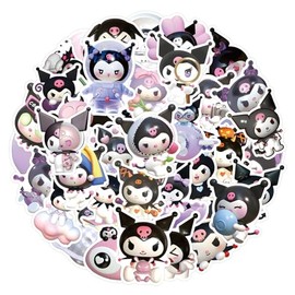 50 pegatinas Ku-romi Kawaii 3D lindas pegatinas de anime para botellas de agua para niños, calcomanías de vinilo para laptop, regalos para adolescentes para fanáticos de dibujos animados
