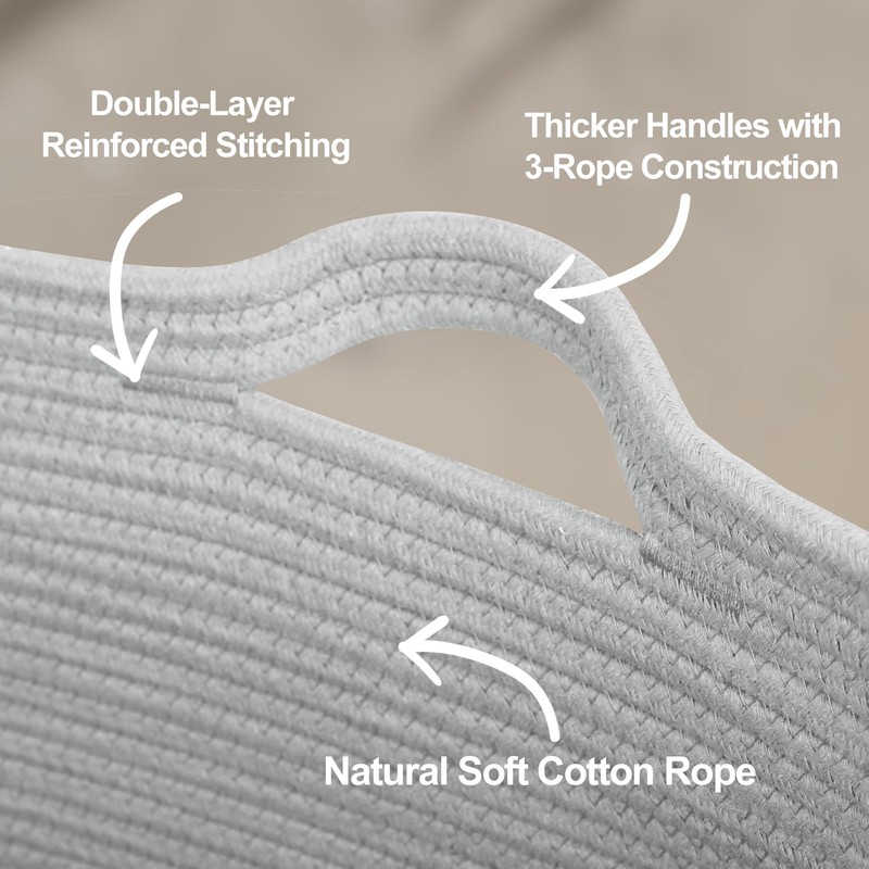 HONCESTA Extra Large Gray Basket - 23.6" x 23.6" x