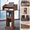 MAHANCRIS Podium Stand, Lectern with 4-Tier Storage, Pulpit with Reinforced