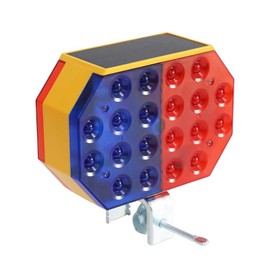 GOODGOODS KG-T2S Warning Light, LED Flashing Light, Solar Charged, Red and Blue, 2 Colors Flashing, Automatic Night Lighting, 300 lm, High Brightness, Up to 12 Hours of Lighting, Light Sensor