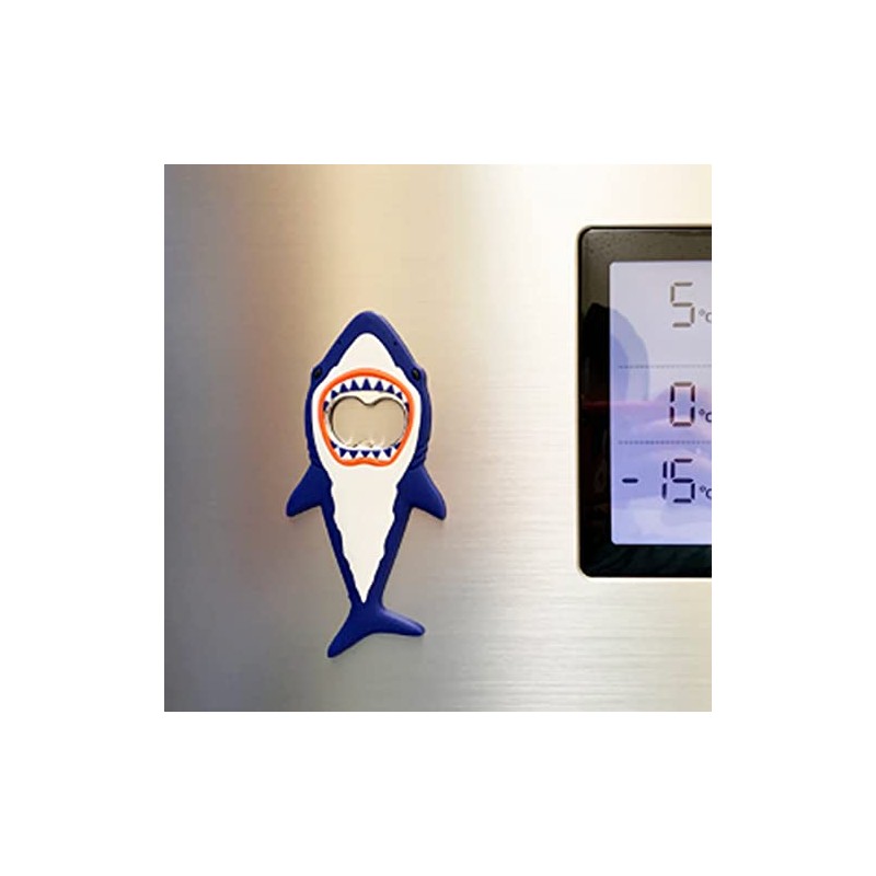 ARFUKA Stainless Steel & Rubber Bottle Opener, Blue, 3D Shark