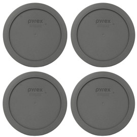 Pyrex 7201-PC Puddle Gray Round Plastic Food Storage Replacement Lids - 4 Pack