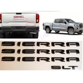 GMC 4PC Set GLOSS BLACK 2019+ GMC SIERRA SLT LETTER EMBLEM 1500 2500 3500 AT4 DENALI