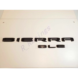 GMC 2PC Set GLOSS BLACK 2019+ GMC SIERRA SLE LETTER EMBLEM 1500 2500 3500 AT4 DENALI